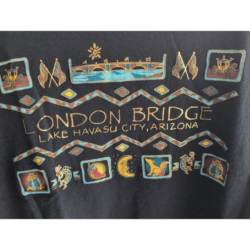 Vintage Anvil T Shirt Womens Black XL London Bridge Lake Havasu City Arizona SW - Picture 2 of 8